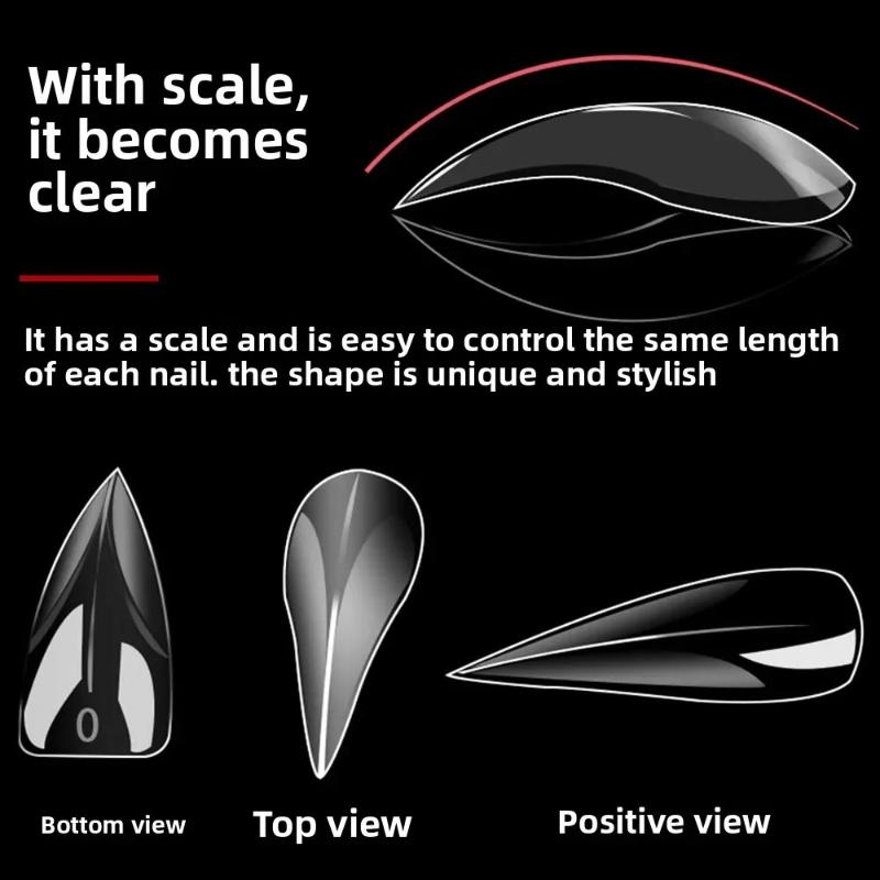 140Pcs/Box Short Curved Stiletto Nail Dual Form For Nail Extension Of 3D Cat'S Claw Sculptural Acrylic Nails Full Cover Molds