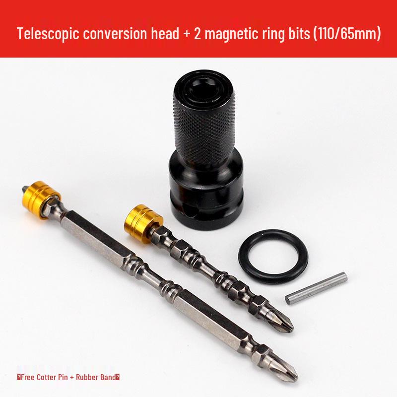 Electric to Air Impact Wrench Converter: 1/2" to 1/4" Hex Bit Adapter with Telescopic Spring Sleeve.