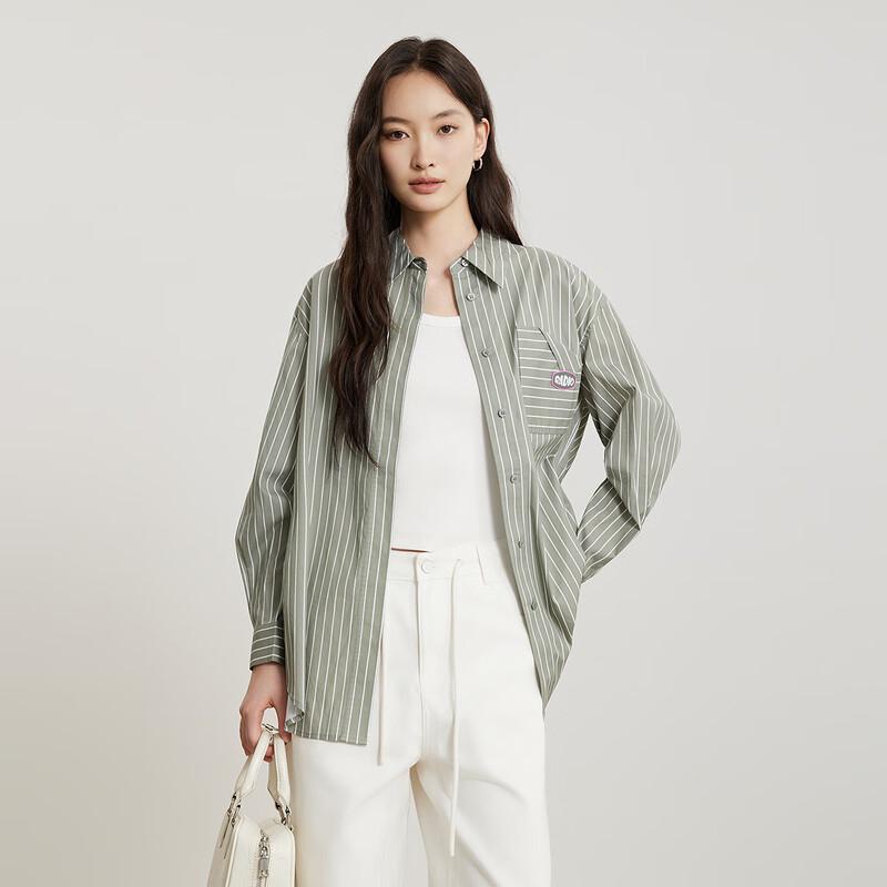 Женская полосатая рубашка с длинным рукавом M