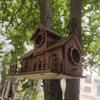 Bird House for Outside Wooden Birdhouse with Perch Platform Four-Hole Rustic Bird House Fits Bluebirds Canaries Cardinals for Garden Backyard