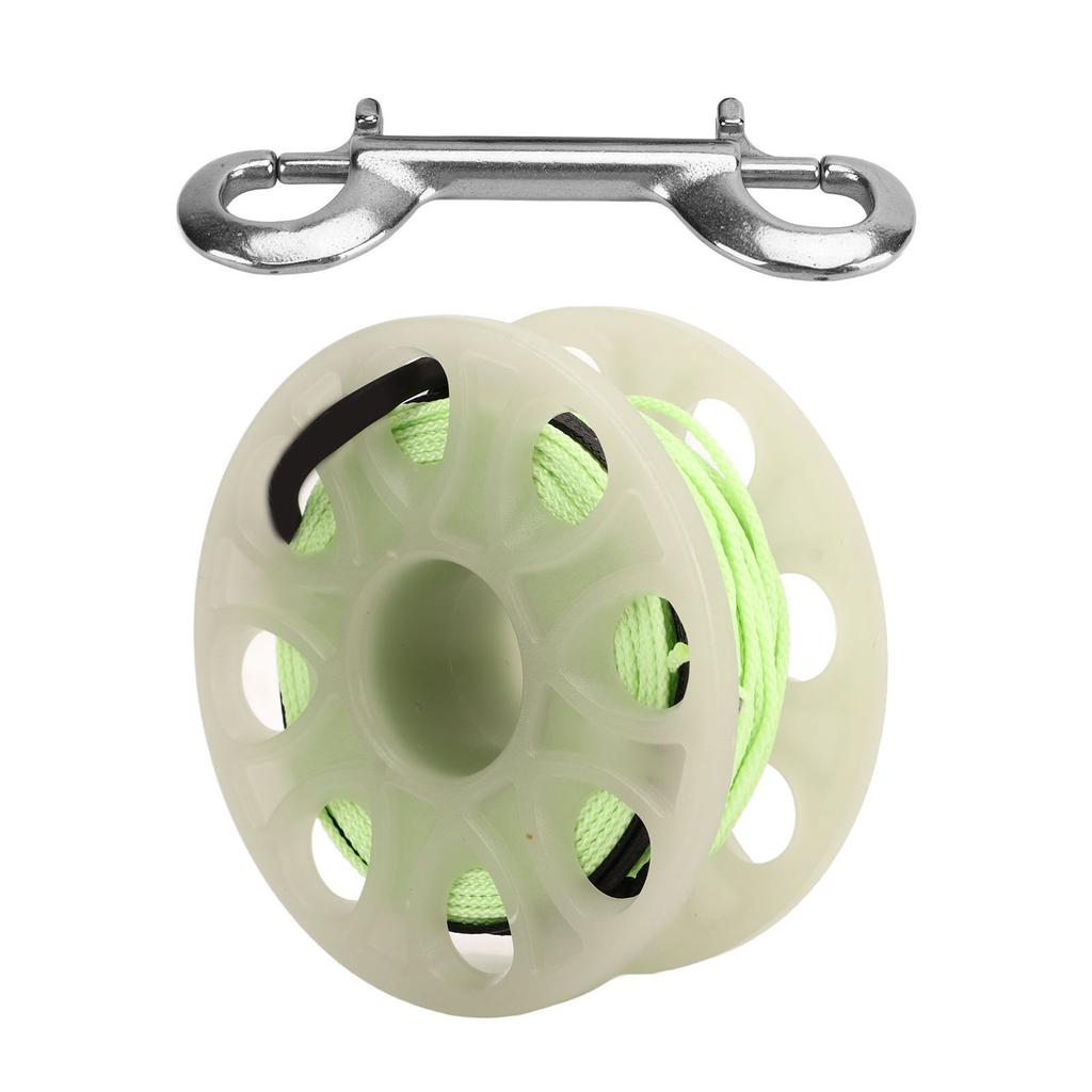 Diving Reel 30m Diving Finger Spool Reel with Double Ended Hook Fluorescent Green