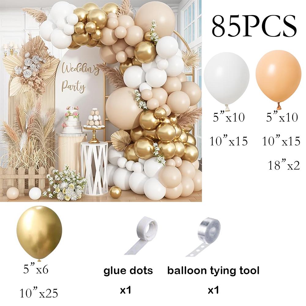 

White Nede Balloons Garland Arch Metal Gold Latex Ballon Kit Baby Shower Gender Reveal Wedding Anniversary Graduation Decoration As Picture