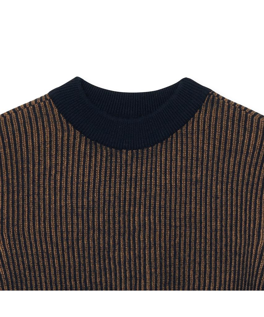 IOLO Two-Tone Ribbed Half Mock Neck_Navy