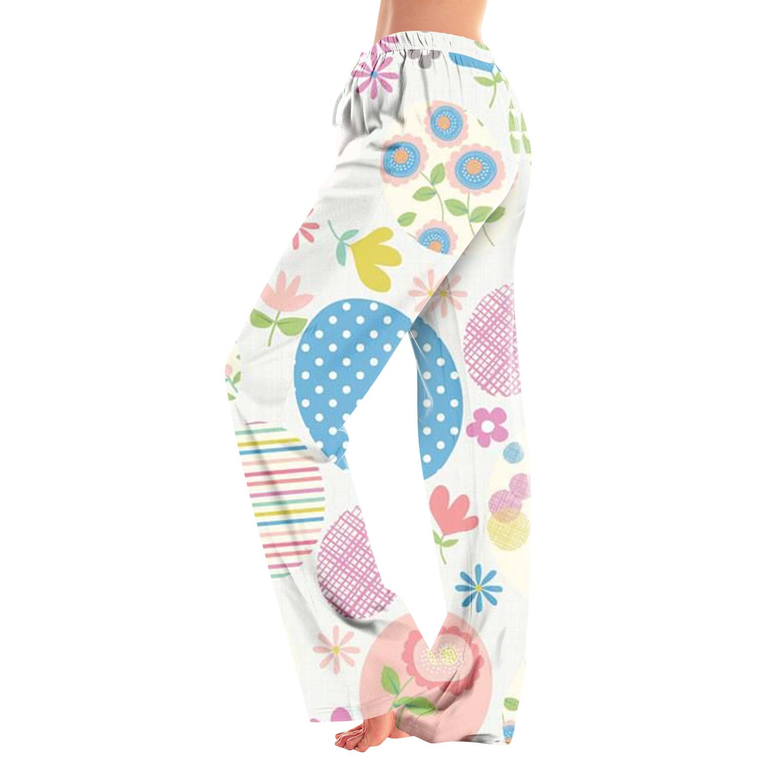 

Женские пижамные штаны, одежда для сна, повседневные брюки с эластичной резинкой на талии, удобные прямые свободные брюки для йоги M