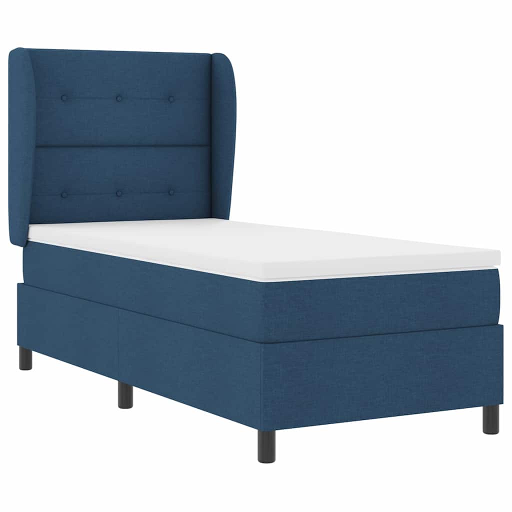Boxspring bed with headboard Blue 90 x 190 cm Fabric