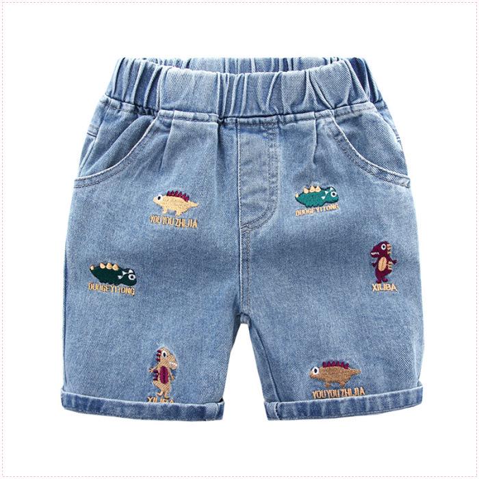 Children's Dinosaur Embroidered Denim Shorts - Summer Korean Style for Boys