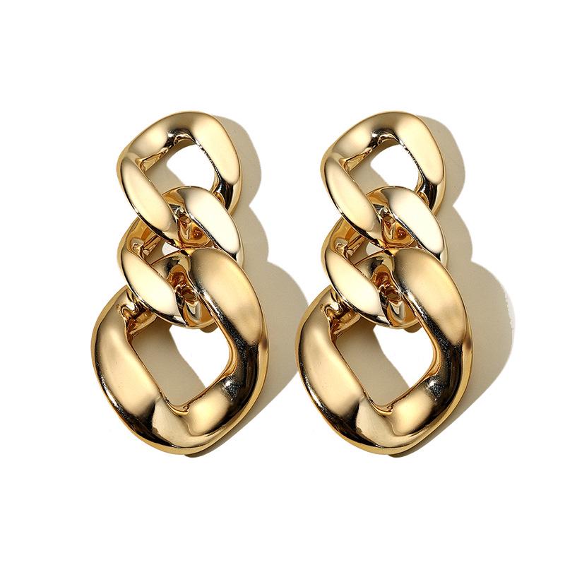 European & American Punk Style Women's CCB Chain Earrings - Retro & Simple Design