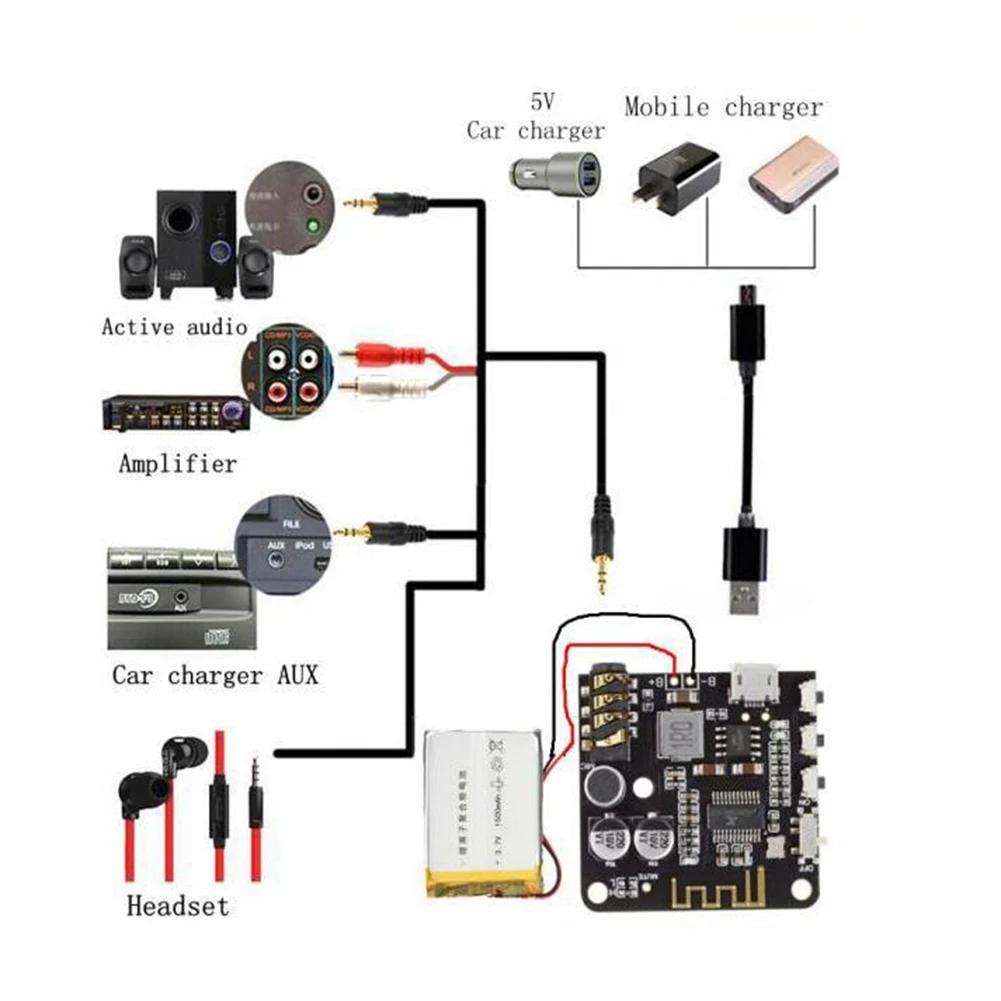 Bluetooth Audio Receiver Board Bluetooth 5.0 4.1 MP3 Lossless Decoder Board Wireless Stereo Music Module DIY VHM-314 3.7V-5V