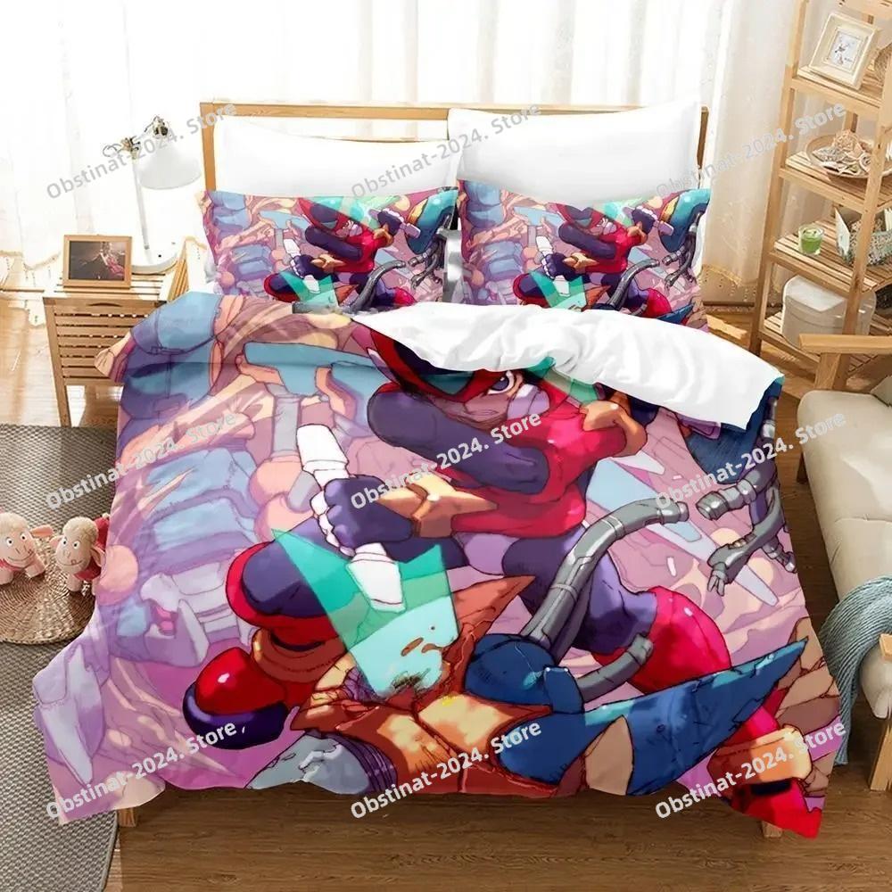 3d Anime Game Mega Man Zero Bedding Set Printed Bed Set Duvet Cover Sheet Pillowcase Bed Soft Quilt Cover Full Queen King Size