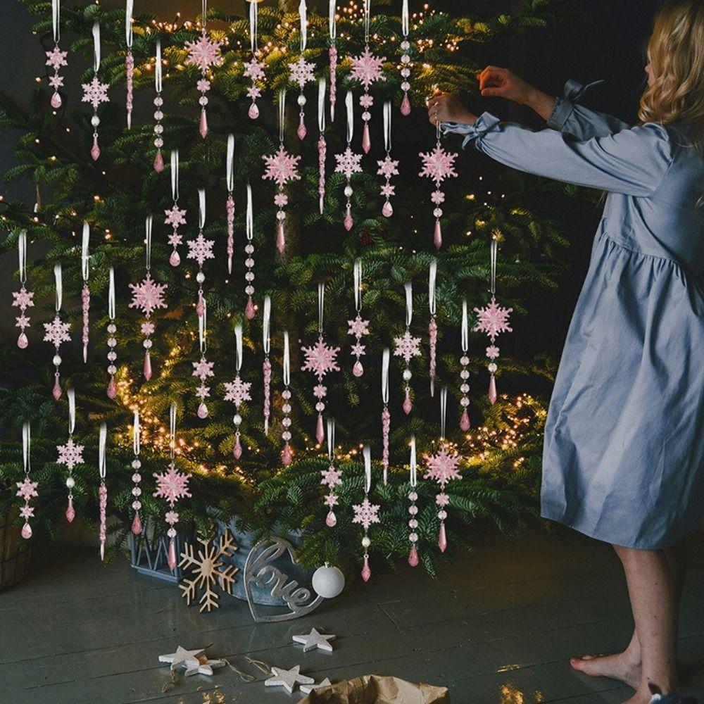 Clear Simulation Acrylic Snowflakes Transparent Icicle Pendants  Festive Holiday