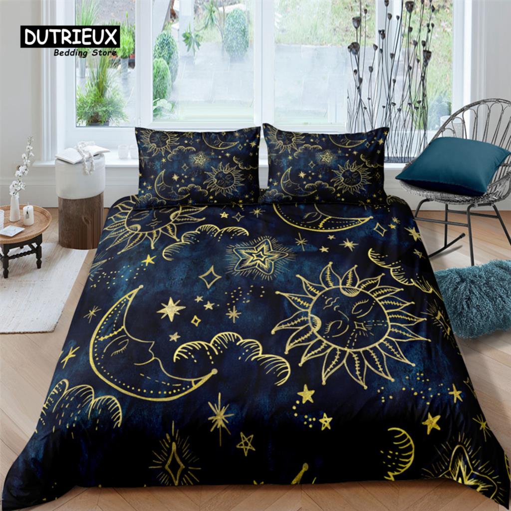 Home Living Luxury 3D Star Sun Print 2/3Pcs Comfortable Duvet Cover PillowCase Bedding Sets Kids Queen and King EU/US/AU Size