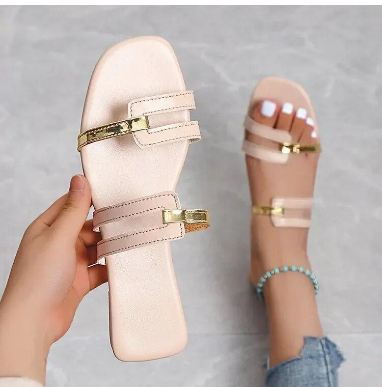 2026 New Women's Shoes Summer Flats Flip Flops Dress Shallow Casual Female Slides Rome Open-toe Women Slippers Slingback Sandals