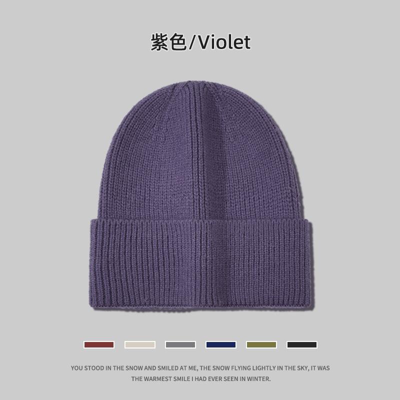 Light Board Hat Women's Winter Wool Hat Thickened Knitted Hat Men's Autumn and Winter Versatile Warm Cold Hat