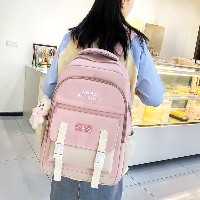 Schulranzen Mehrteiliges Set Kontrastfarbe Unisex High School Schüler Große Kapazität Campus Rucksack