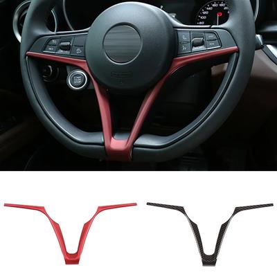 Carbon Fiber Style Car Dekorativní obložení rámu Volant Vhodné pro Alfa Romeo Giulia Stelvio 2017- Auto