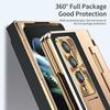 Leveling Hinge Protection Funda For Samsung Galaxy Z Fold 4 Case Plating Leather Stand Holder Cover With Front Screen Glass Film
