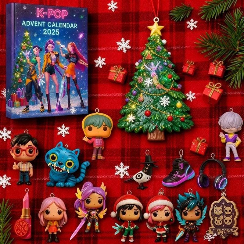 2D Flat 2025 Demon Hunter Advent Calendar Blind Box Christmas Tree Acrylic Pendant Gifts