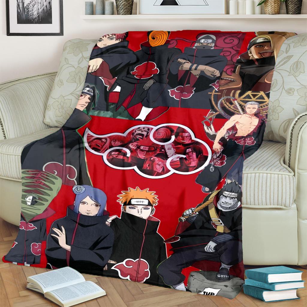Anime-Naruto Print Blanket Warm Comfortable Flannel Blanket for Bedrooms, Sofas, Beds, Chairs, Picnics, Travel -LXR56