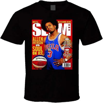 Allen Iverson Slam Cover MenWomen T Shirt Black