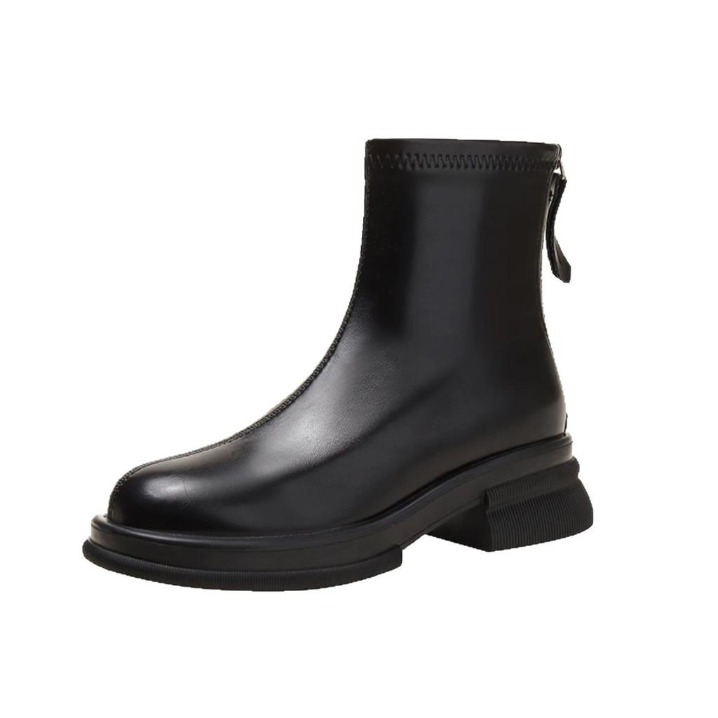 Brown Skinny Boots Women's Spring and Autumn 2025 New Versatile Martin Boots British Style Elastic Boots Single Boots Platform Short Boots