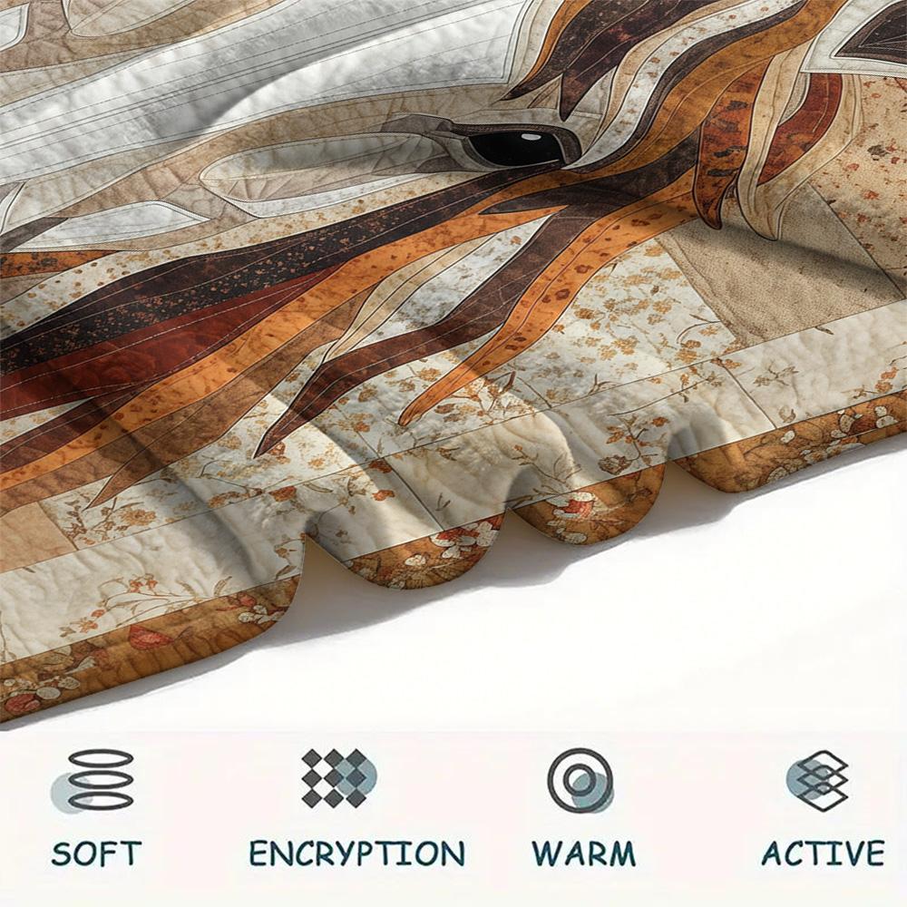 1PC Quilt Art Print Flannel Blanket, High quality Comfortable for All Seasons, Home Decor, Warmth and Comfort, Perfect for Christmas Gifts