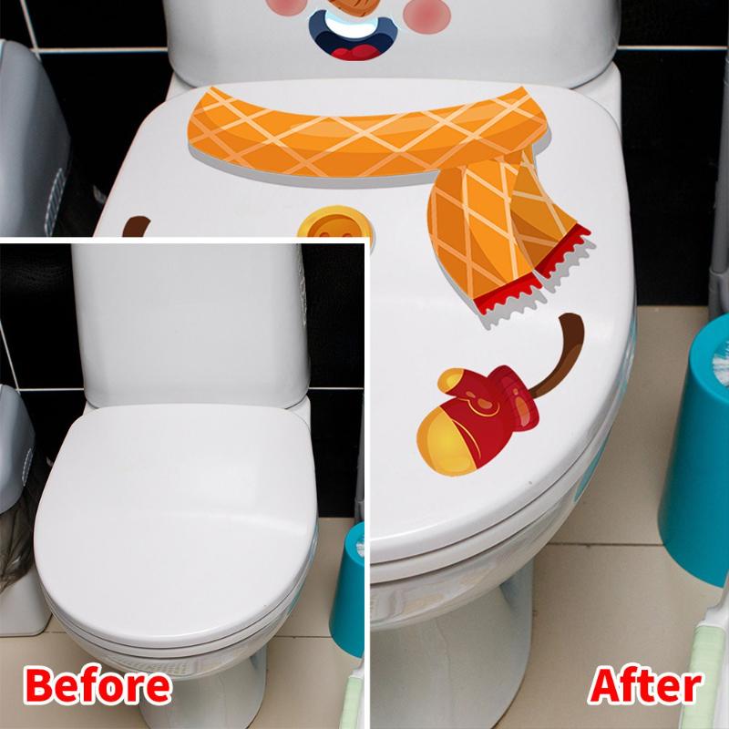 Weihnachts Schneemann Toilettenaufkleber Cartoon PVC Selbstklebend Badezimmer Dekoration Wandaufkleber für Toiletten Deko