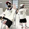 New Boys' Korean Style Color Block Cotton Polo T-shirt Set - Trendy Short Sleeve Summer Arrivals for Medium and Large Kids