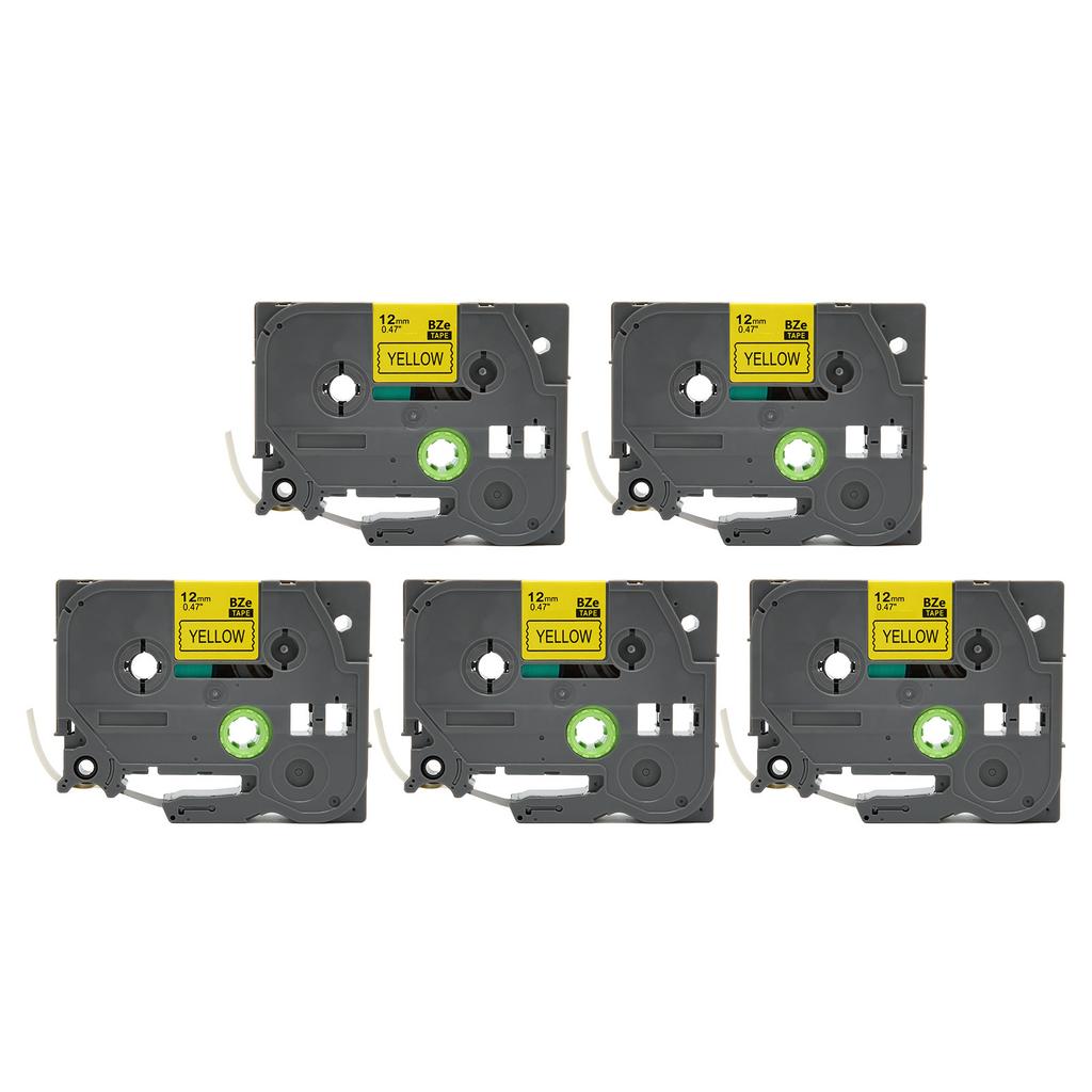 5pcs Label Maker Tape Black On Yellow 2mm TZE231 Strong Adhesive Laminated Label Printing Tape