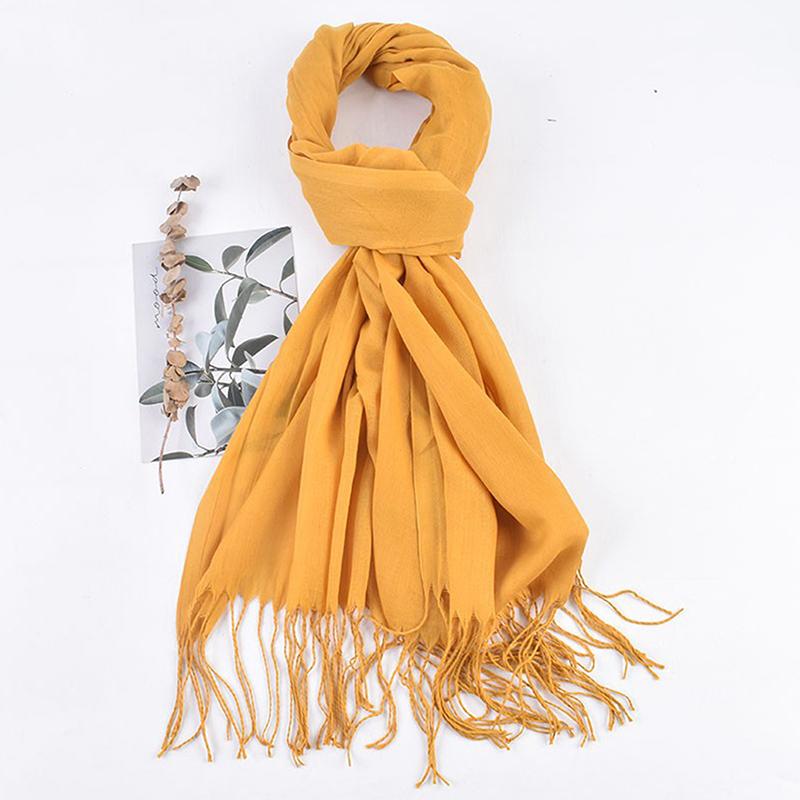 Women 70x200cm Faux Cashmere Solid Fringe Scarf Minimalist Elegant A/C Shawl Soft Breathable Autumn And Winter Warm Scarf