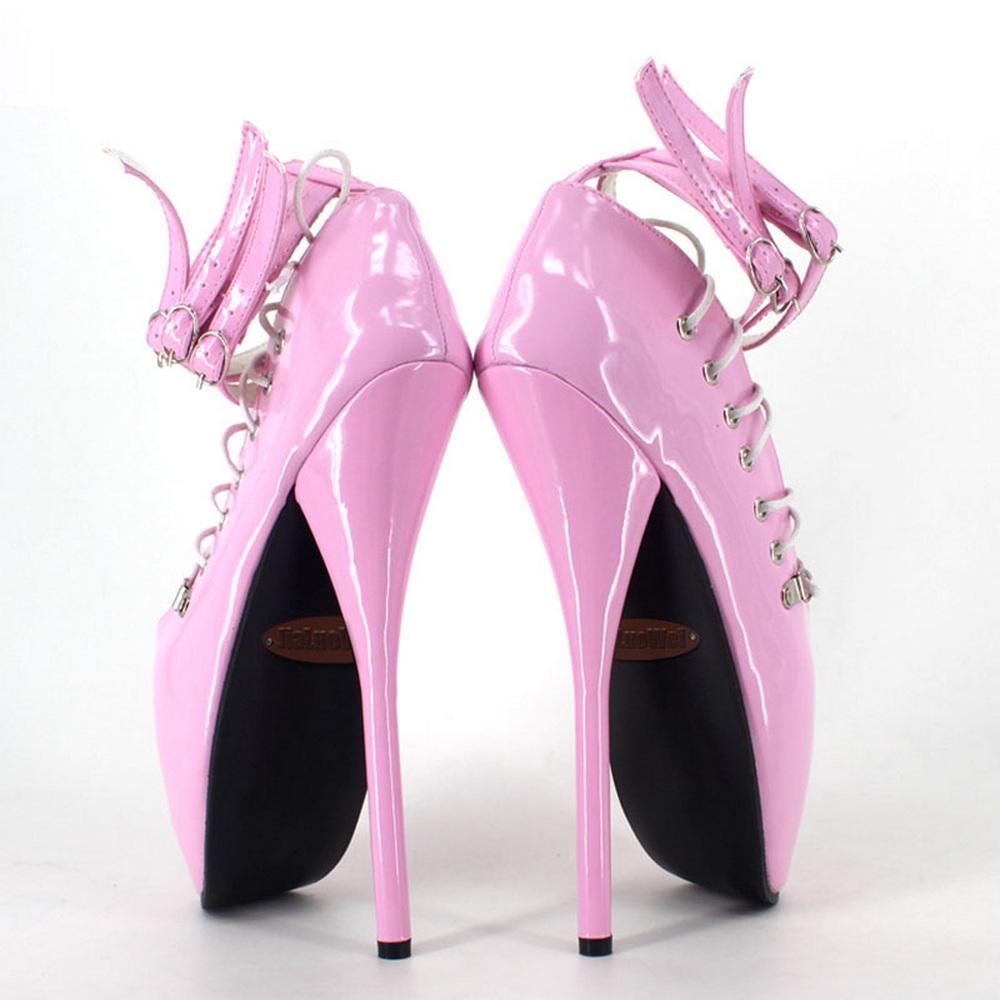 FHC 18CM Baletní vysoké podpatky, Dámské lodičky, Pánské fetišistické crossdressingové boty, Pásky s přezkami u kotníku, Červená, Leopardí, Fialová, Vlastní barvy