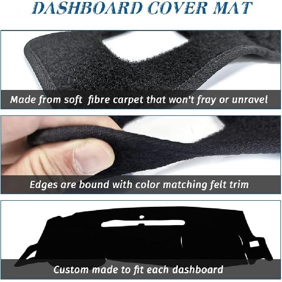 KEDAKEJI Black Dashboard Dash Board Cover Mat Carpet Compatible with 2007-2013 Chevrolet Silverado GMC Sierra