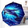 Whale, Cosmic Theme 8 Bone Hand Automatic Folding Fashion Umbrella, Compact and Portable Design, A Perfect Gift for Birthday, Christmas or B