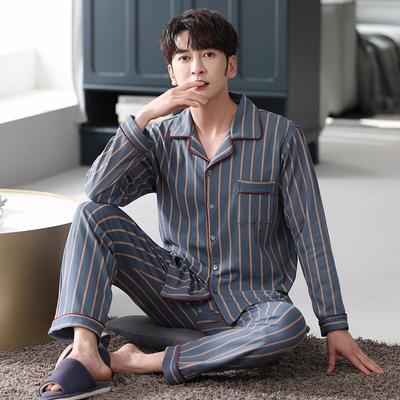 Baumwolle Herren Herbst und Winter Langärmlige Lange Hosen Mittleren Alters Dünne Abteilung Pyjama Nachtwäsche Hausanzug Loungewear