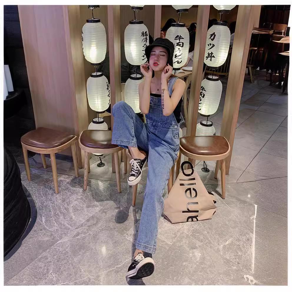 Women's High Waist Overalls Straight Leg Denim Pants Korean Casual Loose Wide Leg Jumpsuit Summer Slim Fit Trousers