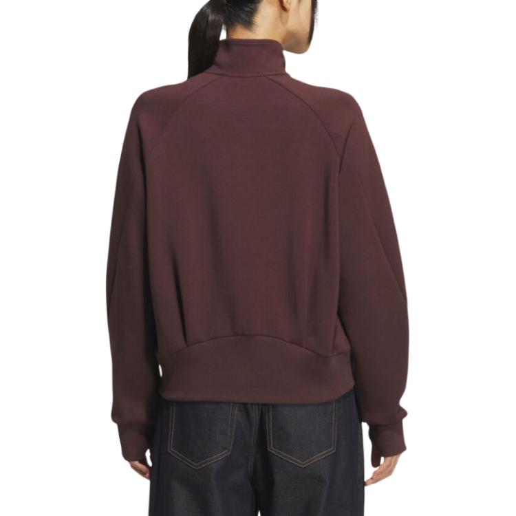 Adidas Womens Loose Jacket Comfortable Stand Collar Long Sleeve Women Jacket Deep-Red KF2543