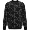 Autumn Winter Fashion Round Neck Pullover All Over Print Long Sleeve Sweater Men Sweater Black J322304