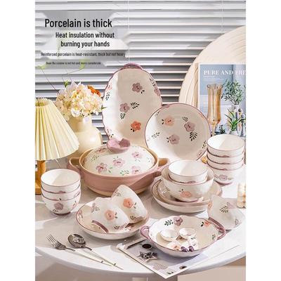 Siban Purple Ipomoea Underglaze Ceramic Dinnerware Set