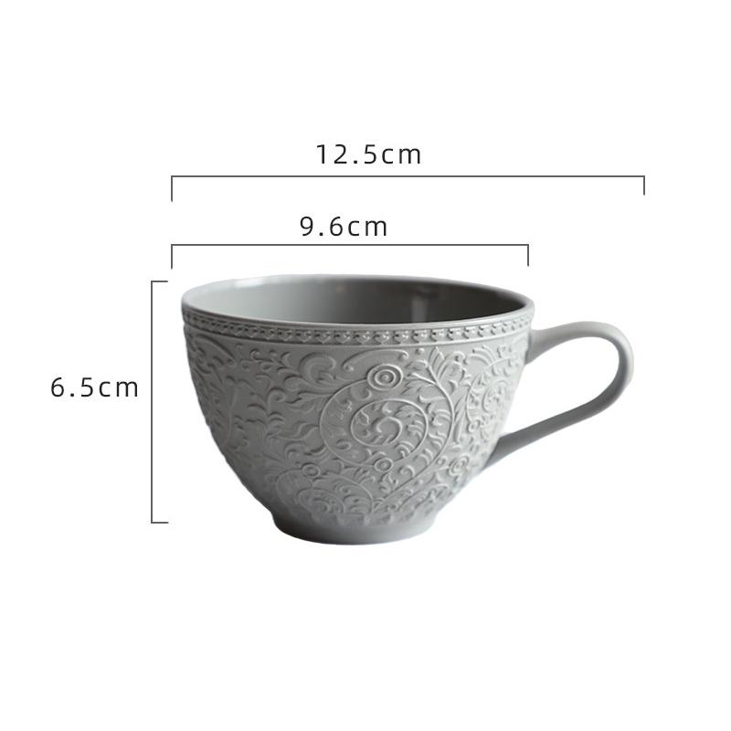 

Flower Relief Ceramic Cup&saucer Floral Pattern Coffee Mug Dining Table Milk Mugs Afternoon Tea Teacup Fruit Juice Container 250-1100ml
