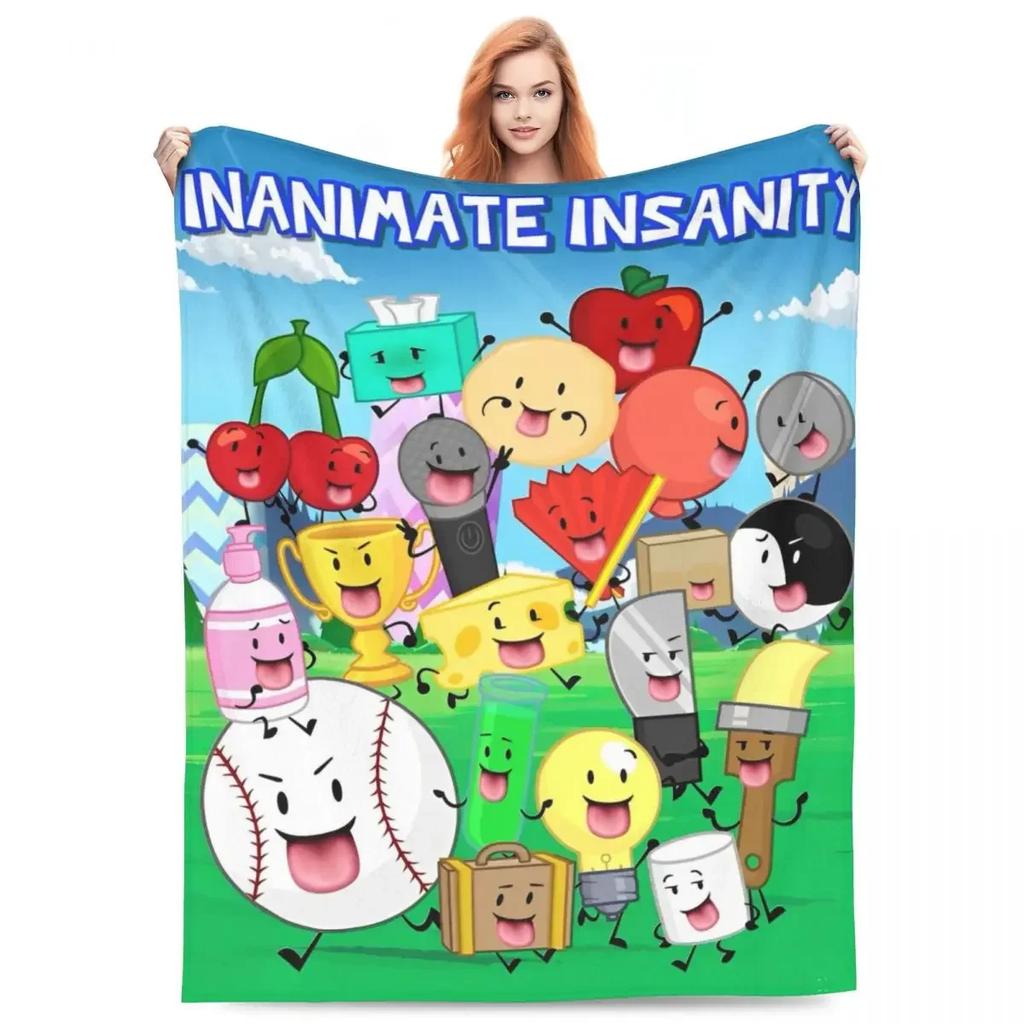 BFDI Inanimate Insanity Coperta Calda Morbida Confortevole Plaid Peluche per Arredamento Casa Picnic Flanella Copriletto Copri Letto