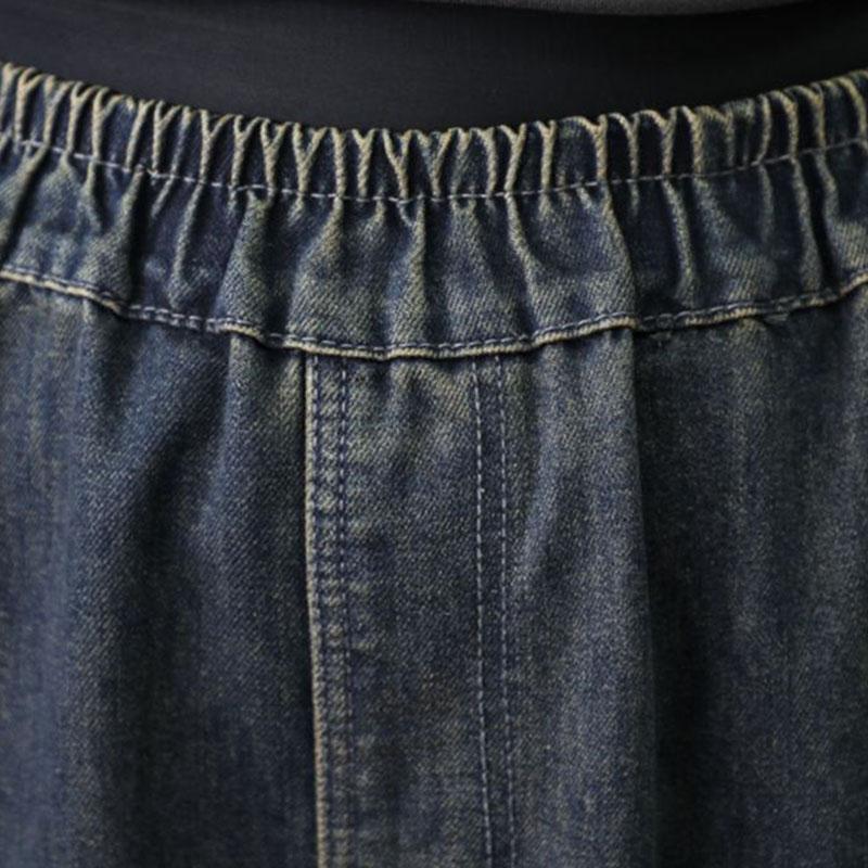 Pantaloni Harem Casual cu Croială Largă pentru Femei Primăvară Vară Stil Vintage Broderie Pantaloni Jeans Femei Talie Înaltă Largi cu Buzunare Pantaloni Denim