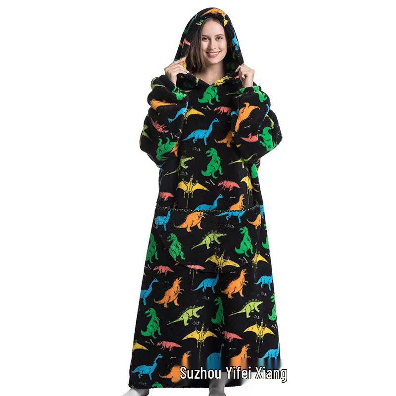 2023 Hooded Oversized Flannel Blanket Clothing for Men & Women – Extended Length for Warmth