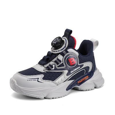 8707 Kinder-Laufschuhe Drehverschluss Leder-Sneakers Jungen Low-Top Mesh Mode Grundschüler Laufschuhe