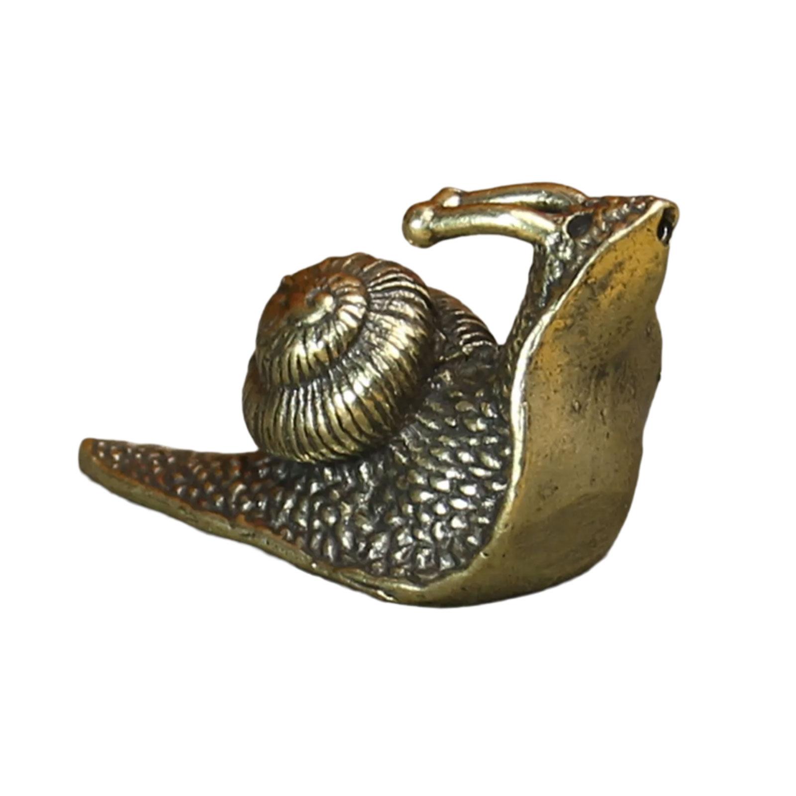 

Detailed Brass Snail Sculpture Vintage Antique Metal Animal Miniature Figurine for Living Room Office Table Display