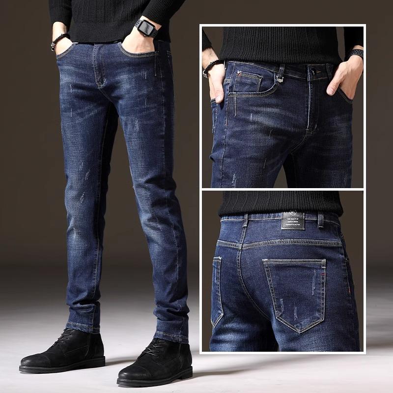 Spring And Autumn Winter New Men'S Regular Jeans Slimming Straight Stretch Business Versatile Long Pants
