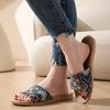 New Women'S Bohemian Style Open-Toe Flat, Lightweight And Fashionable, Featuring Random Prints Suitable for All Seasons, Unisex Casual Slippers
