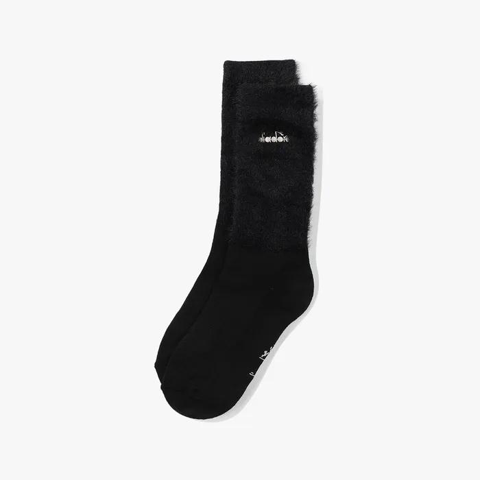 Fur Knit Quarter Socks BLACK