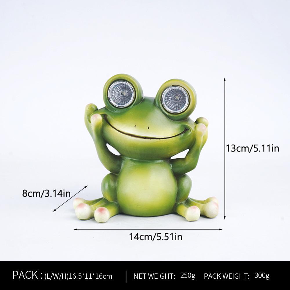 Frog Ornament Solar Light Home Decor Accessories Kawaii Resin Craft Desktop Figurines Living Room Decoration Kids Room Ornaments