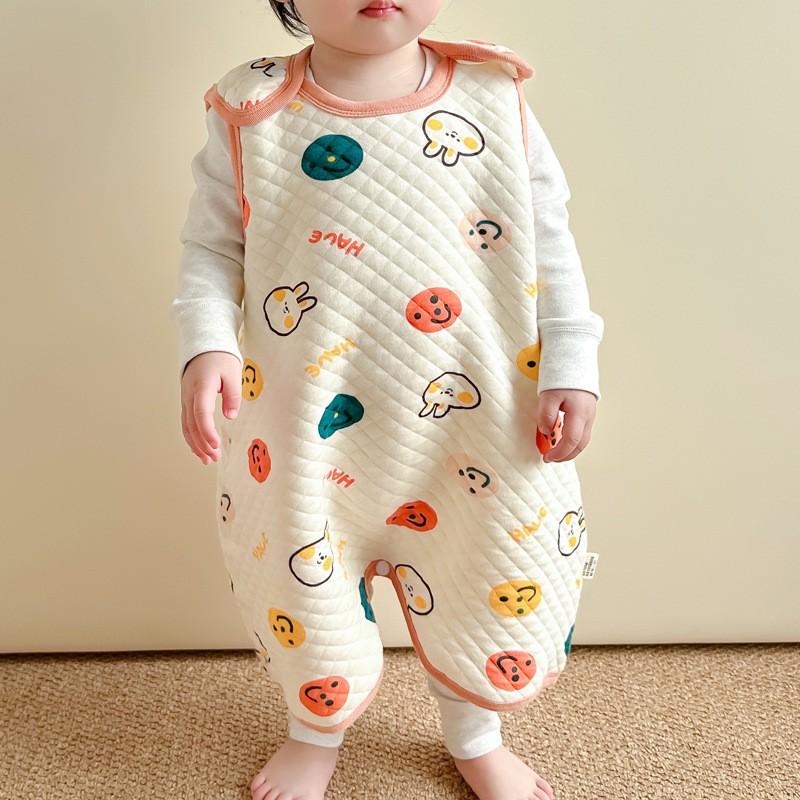 Cotton Sleeveless Baby Sleep Sack With Legs Split Design Toddlers 1-6 Years All Season Warm Sleeping Bag