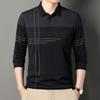 Men Casual Striped Long Sleeve Polo Shirt With Real Pocket Daily Wear Top