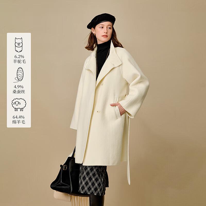 INMAN Women's Alpaca Silk Blend Double-Faced Wool Coat